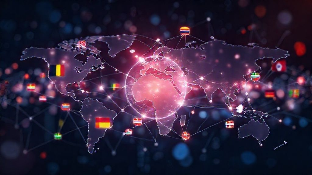 全球商业网络互联互通的抽象图像,展示了不同国家的旗帜和数字连接,象征着海外公司注册带来的全球业务拓展 全球商业网络互联互通的抽象图像,展示了不同国家的旗帜和数字连接,象征着海外公司注册带来的全球业务拓展