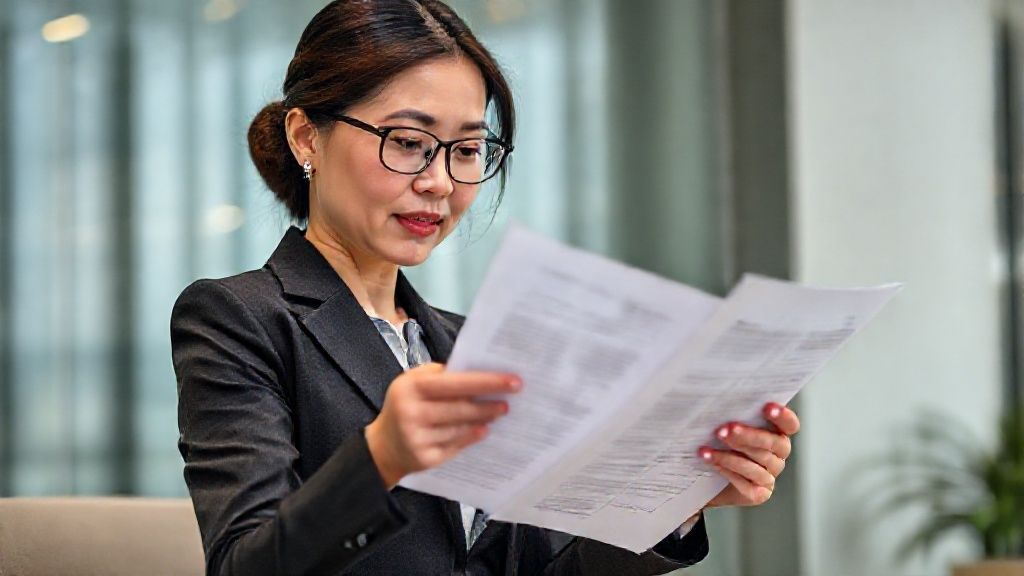 中国女商人审阅海外投资文件 中国女商人审阅海外投资文件