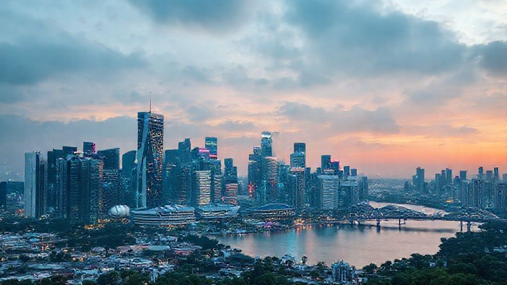 新加坡城市天际线，现代建筑与数字经济的融合
