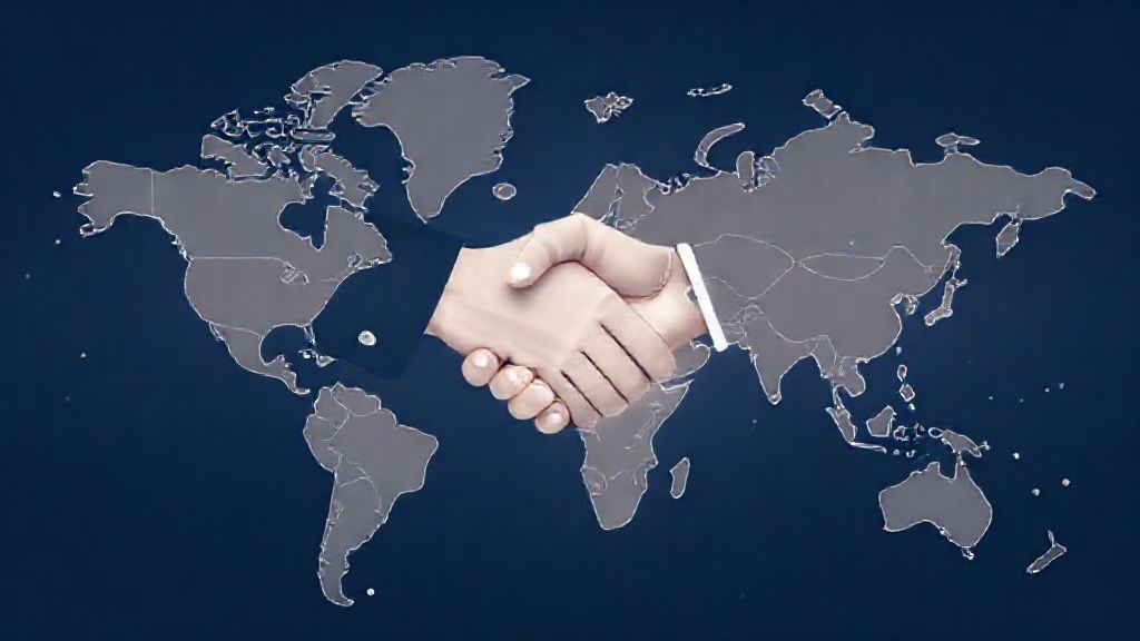 商业握手与全球地图背景