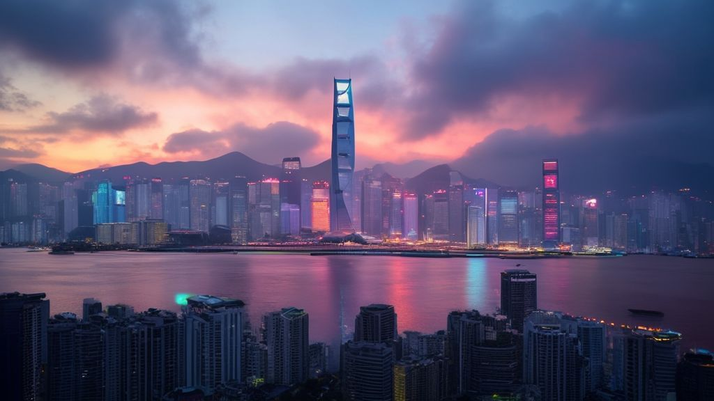 香港和新加坡城市天际线