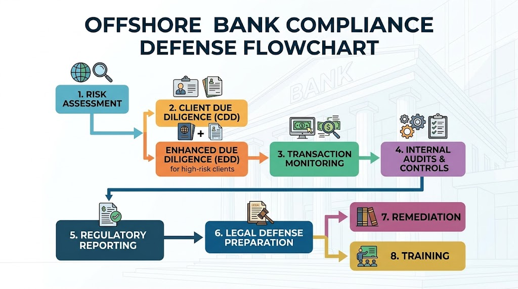 Offshore bank compliance defense flowchart Offshore bank compliance defense flowchart